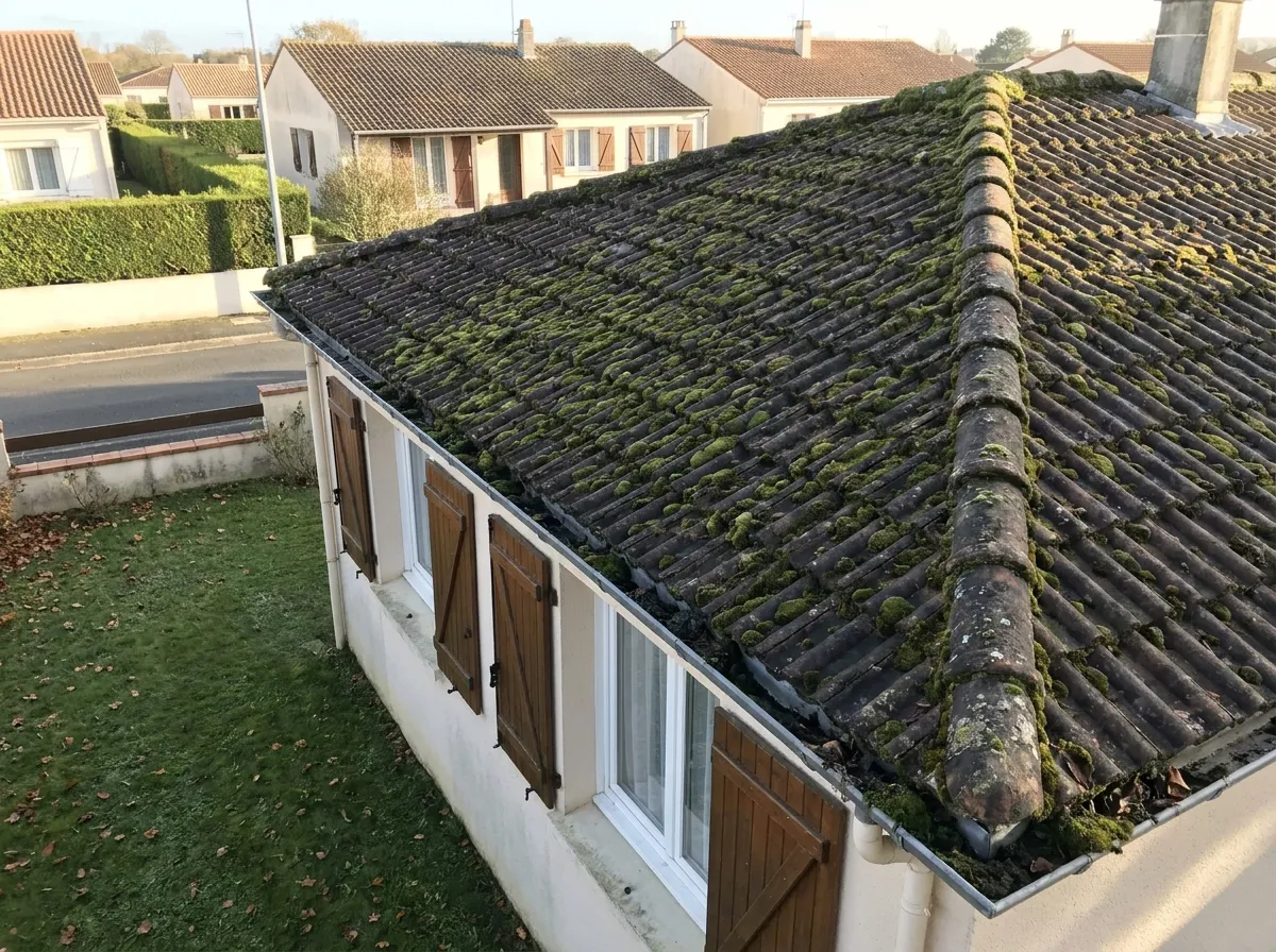 Avant : À Aytré, un pavillon en tuiles creuses débarrassé de sa mousse