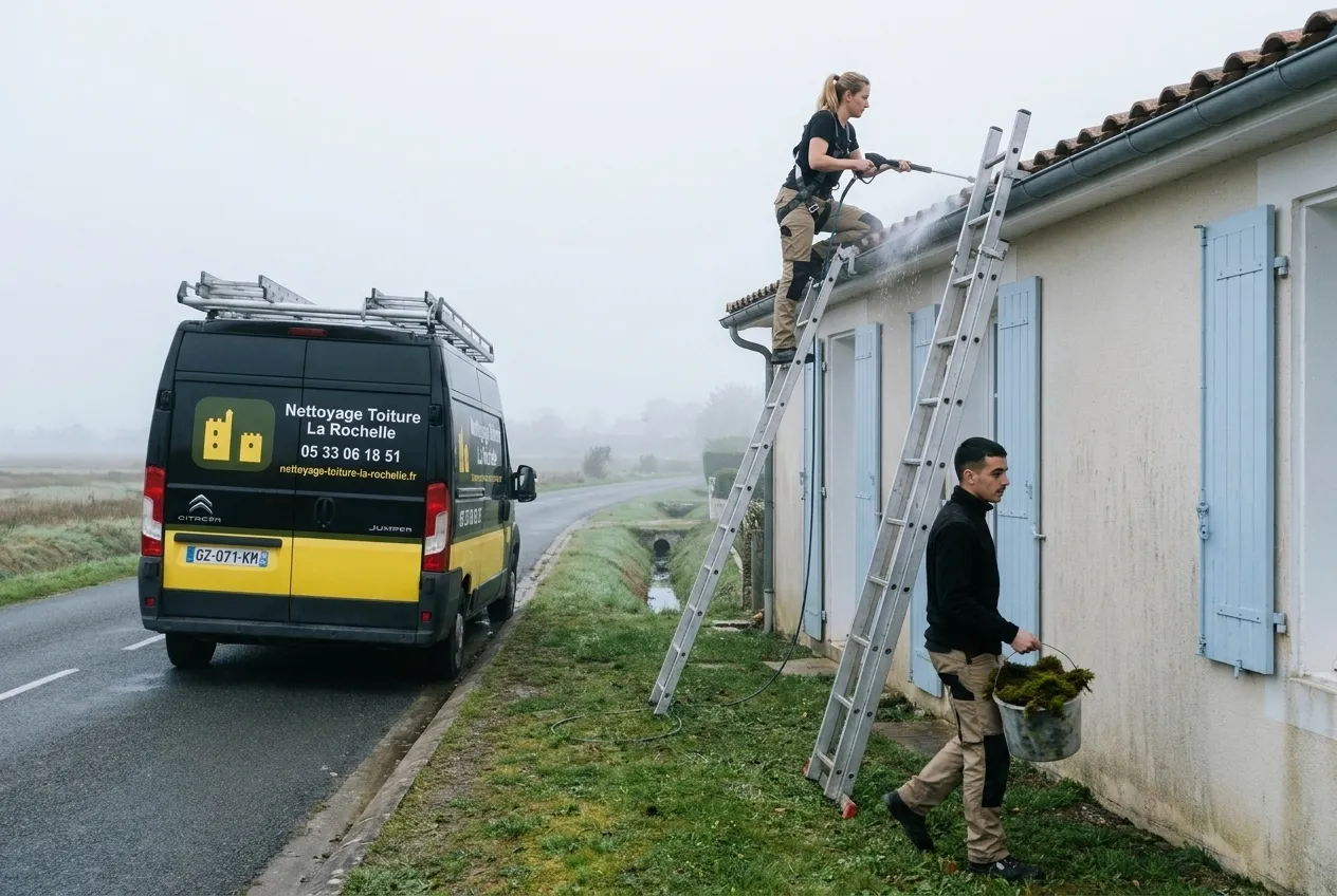 Nettoyage et démoussage de toiture à Rochefort