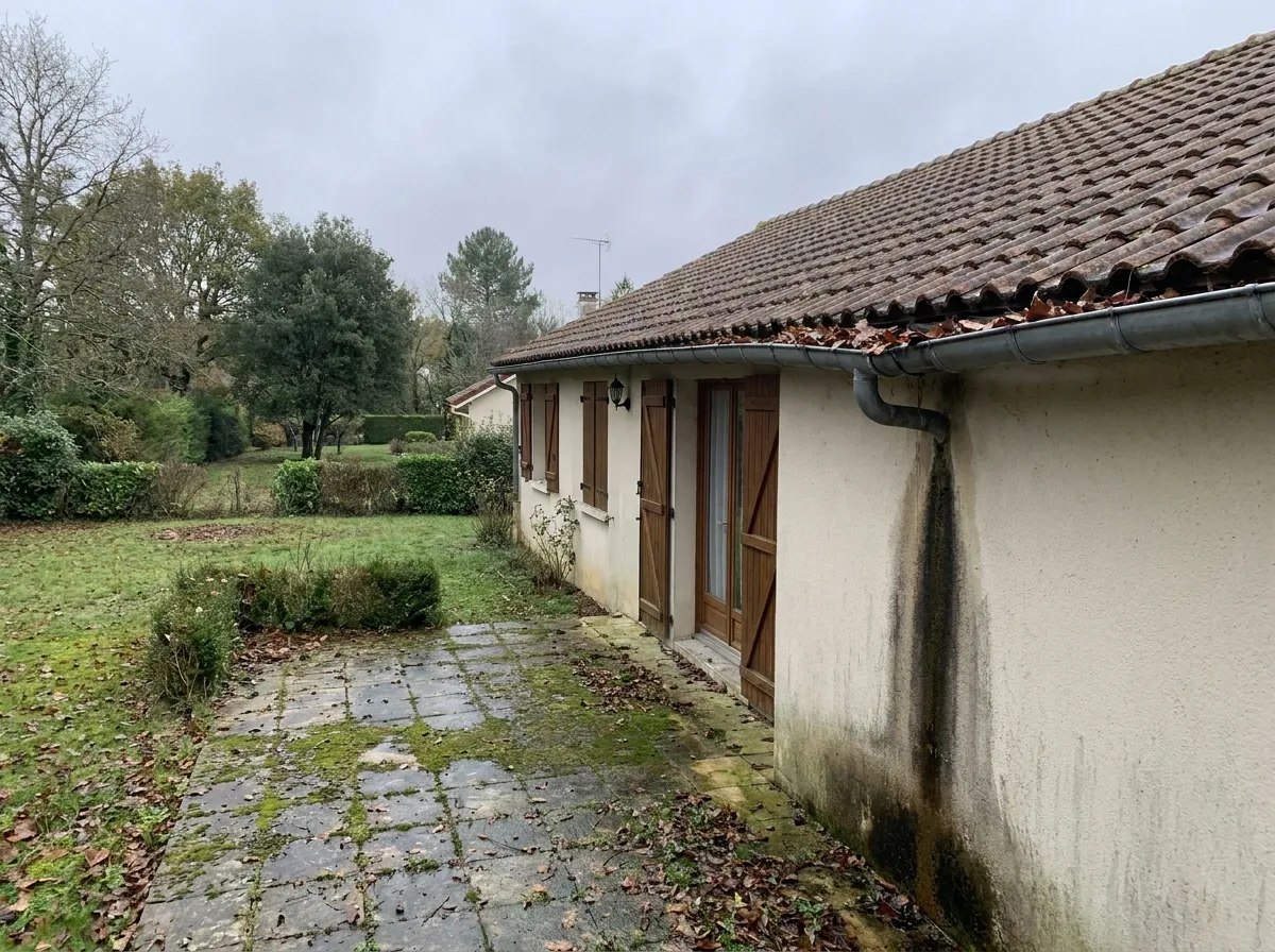 Avant : Terrasse dallée et gouttières remises en état à Puilboreau